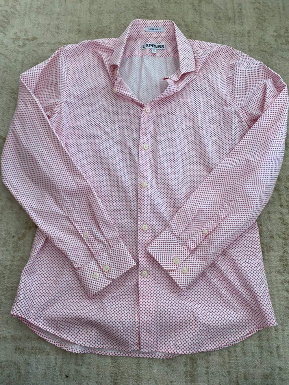 Express Men’s Extra Slim Fit Pink Micro-Dot Dress Shirt